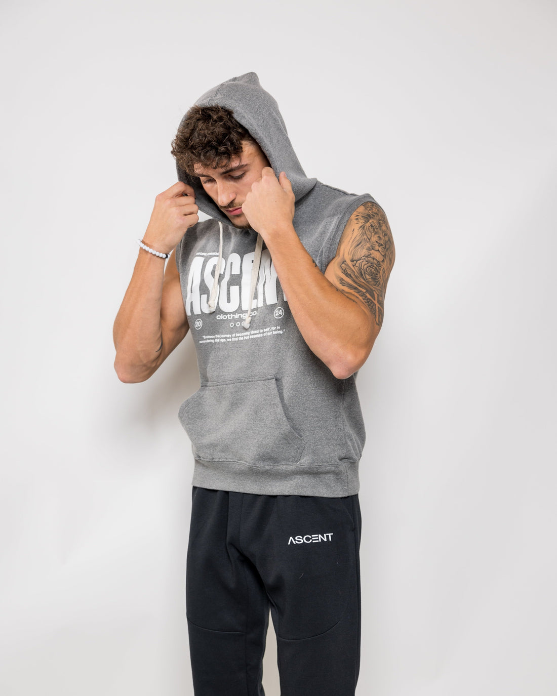 Ascent Sleeveless Hoodie - Grey